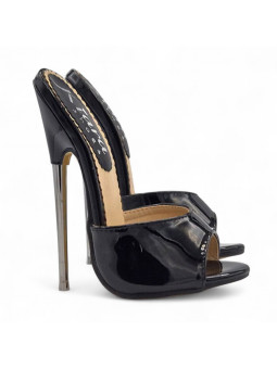 Mules en cuir verni noir...