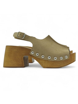 Zoccoli donna taupe con...