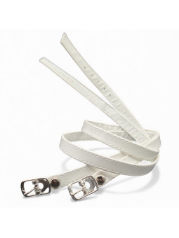 Straps in white patent...