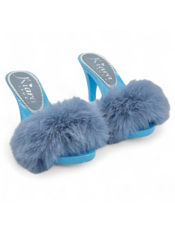 SABOTS BLEU AVEC FOURRURE &...