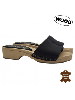 Holzschuhe mit schwarzem...