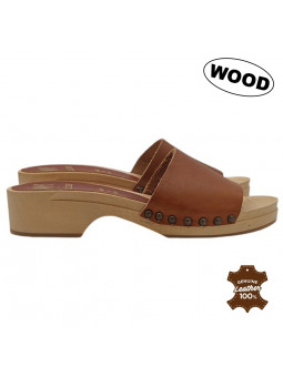 Wooden Clogs with Leather...