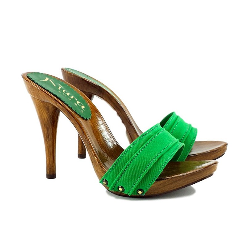 Zuecos fino verde|comprar coleccion de mujer on line- zapatos