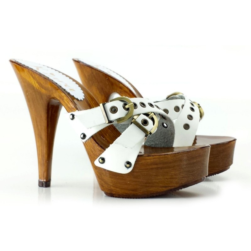 ZOCCOLI CUOIO TACCO 13 CM-K9330 BIANCO ZOCCOLI CUOIO TACCO 13 CM-K9330 BIANCO