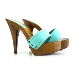 HOLZSCHUHE  türkis -K9101 TUR