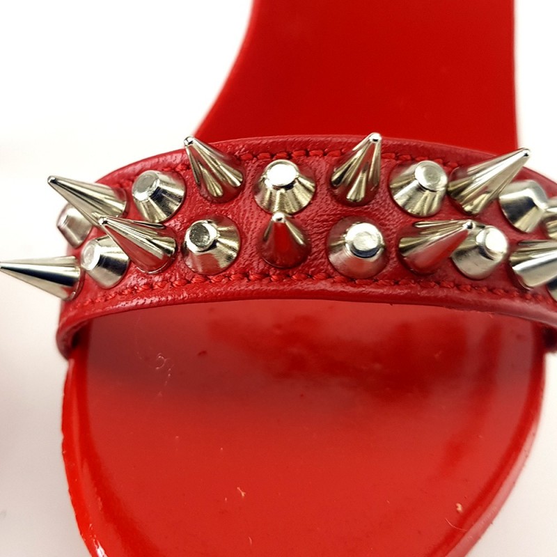 RED CLOG HEEL GOLD STUDS