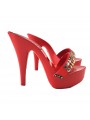 RED LACQUERED CLOGS
