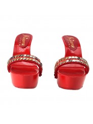 RED LACQUERED CLOGS
