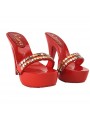 RED LACQUERED CLOGS