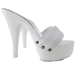 WHITE CLOG HEEL 13 CM
