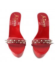 RED CLOG HEEL GOLD STUDS