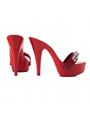 RED CLOG HEEL GOLD STUDS