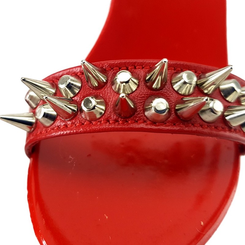 RED CLOG HEEL GOLD STUDS