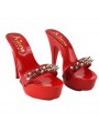 RED CLOG HEEL GOLD STUDS