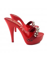 RED CLOG HEEL GOLD STUDS