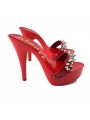 RED CLOG HEEL GOLD STUDS