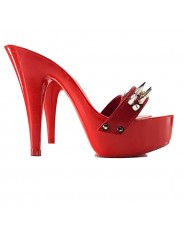 RED CLOG HEEL GOLD STUDS