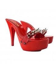 RED CLOG HEEL GOLD STUDS