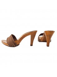 CONFORTABLE HEEL BROWN CLOGS WOMAN