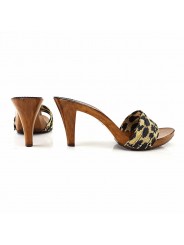 HOLZSCHUHE  LEOPARD 9 CM