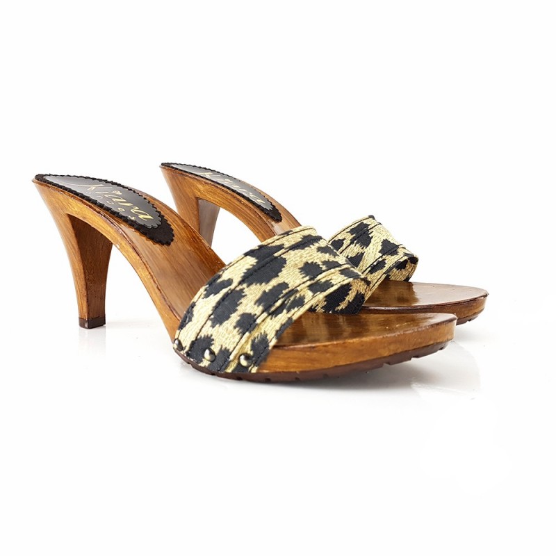HOLZSCHUHE  LEOPARD 9 CM