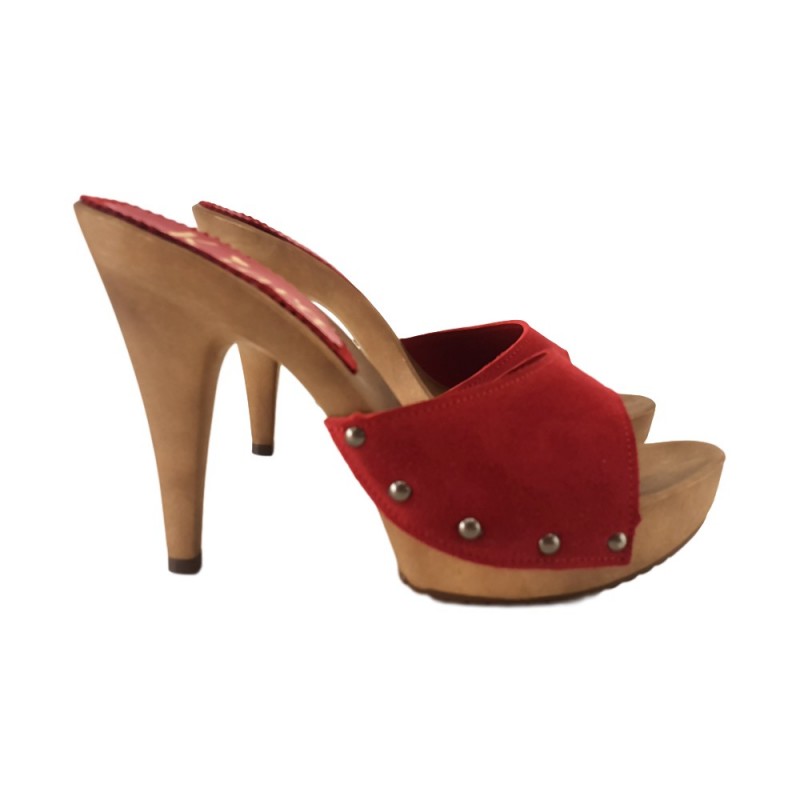 SABOT DE SUÈDE ROUGE AVEC TALON 11