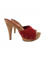 RED SUEDE CLOGS WITH HEEL 11