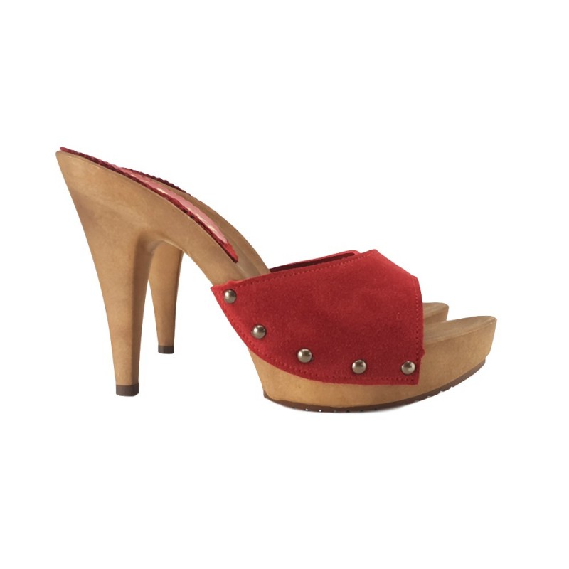 SABOT DE SUÈDE ROUGE AVEC TALON 11