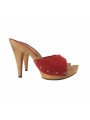 RED SUEDE CLOGS WITH HEEL 11