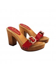 Women's Comfort RED clogs- natural leather