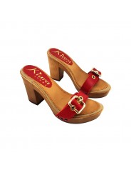 Women's Comfort RED clogs- natural leather