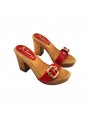 Women's Comfort RED clogs- natural leather