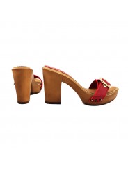 Women's Comfort RED clogs- natural leather