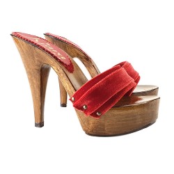 ZOCCOLI IN VELLUTO ROSSO TACCO 13