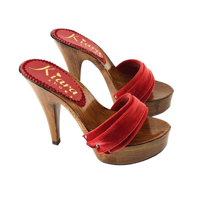 SABOT EN VELOURS ROUGE