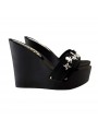 BLACK WEDGE WITH SILVER SKULLS