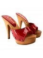 CLOGS PATENT RED STILETTO HEEL 13 CLOGS PATENT RED STILETTO HEEL 13