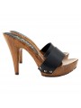 SABOT NOIR EN CUIR TALON 11 SABOT NOIR EN CUIR TALON 11