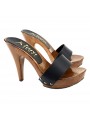 SABOT NOIR EN CUIR TALON 11 SABOT NOIR EN CUIR TALON 11