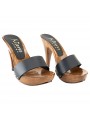 SABOT NOIR EN CUIR TALON 11 SABOT NOIR EN CUIR TALON 11