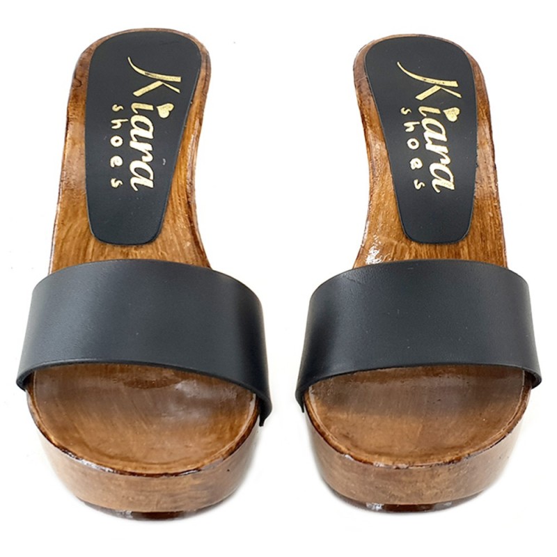 SABOT NOIR EN CUIR TALON 11 SABOT NOIR EN CUIR TALON 11