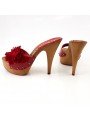 CLOGS FLOWER RED LEATHER CLOGS FLOWER RED LEATHER