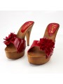 CLOGS FLOWER RED LEATHER CLOGS FLOWER RED LEATHER
