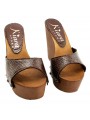 WEDGE CLOGS IN PYTHON LEATHER