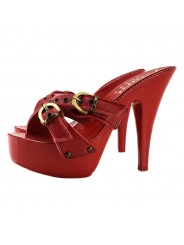 ZOCCOLI ROSSI IN CUOIO TACCO 13 CM