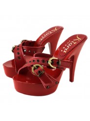 ZOCCOLI ROSSI IN CUOIO TACCO 13 CM