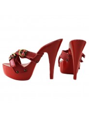 ZOCCOLI ROSSI IN CUOIO TACCO 13 CM