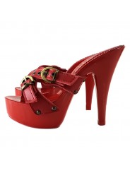 ZOCCOLI ROSSI IN CUOIO TACCO 13 CM