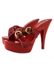 ZOCCOLI ROSSI IN CUOIO TACCO 13 CM
