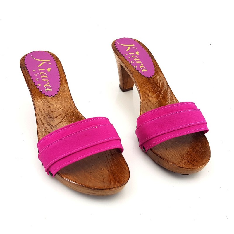 BEQUEME FUXIA HOLZSCHUHE